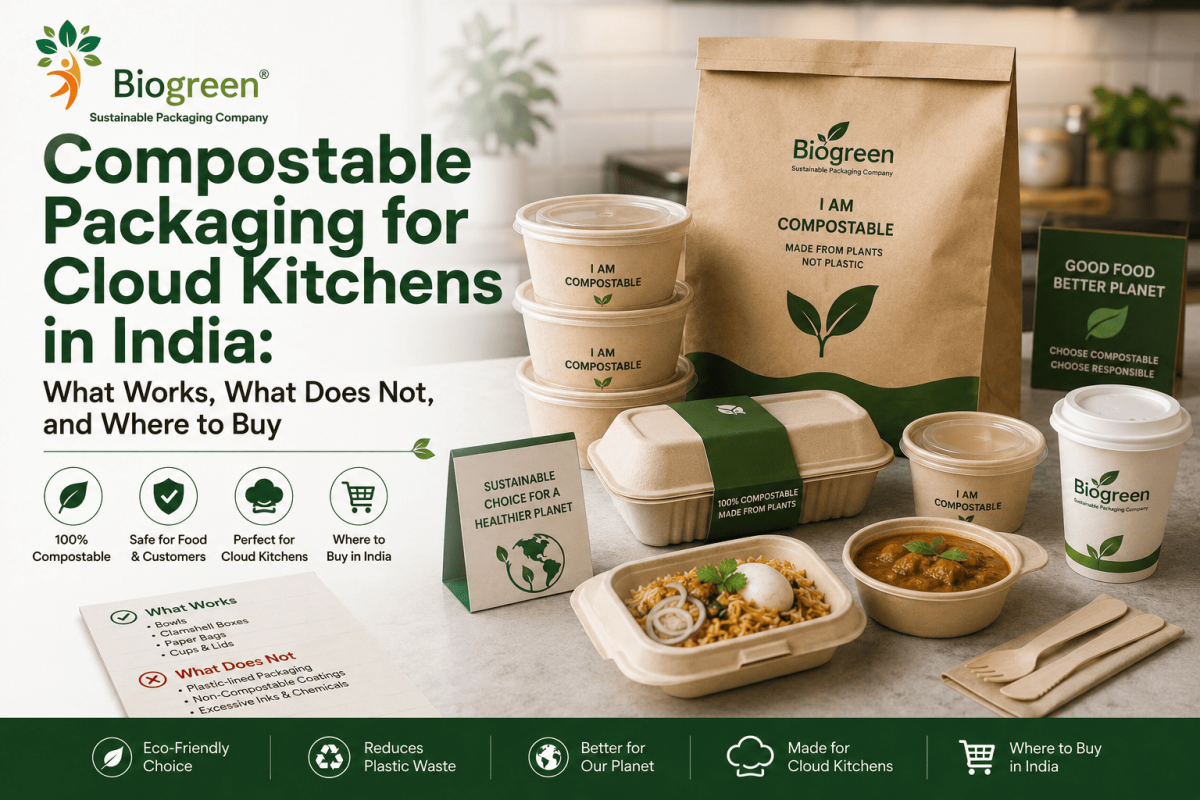 Compostable Packaging for Cloud Kitchens in India What Works, What Does Not, and Where to Buy