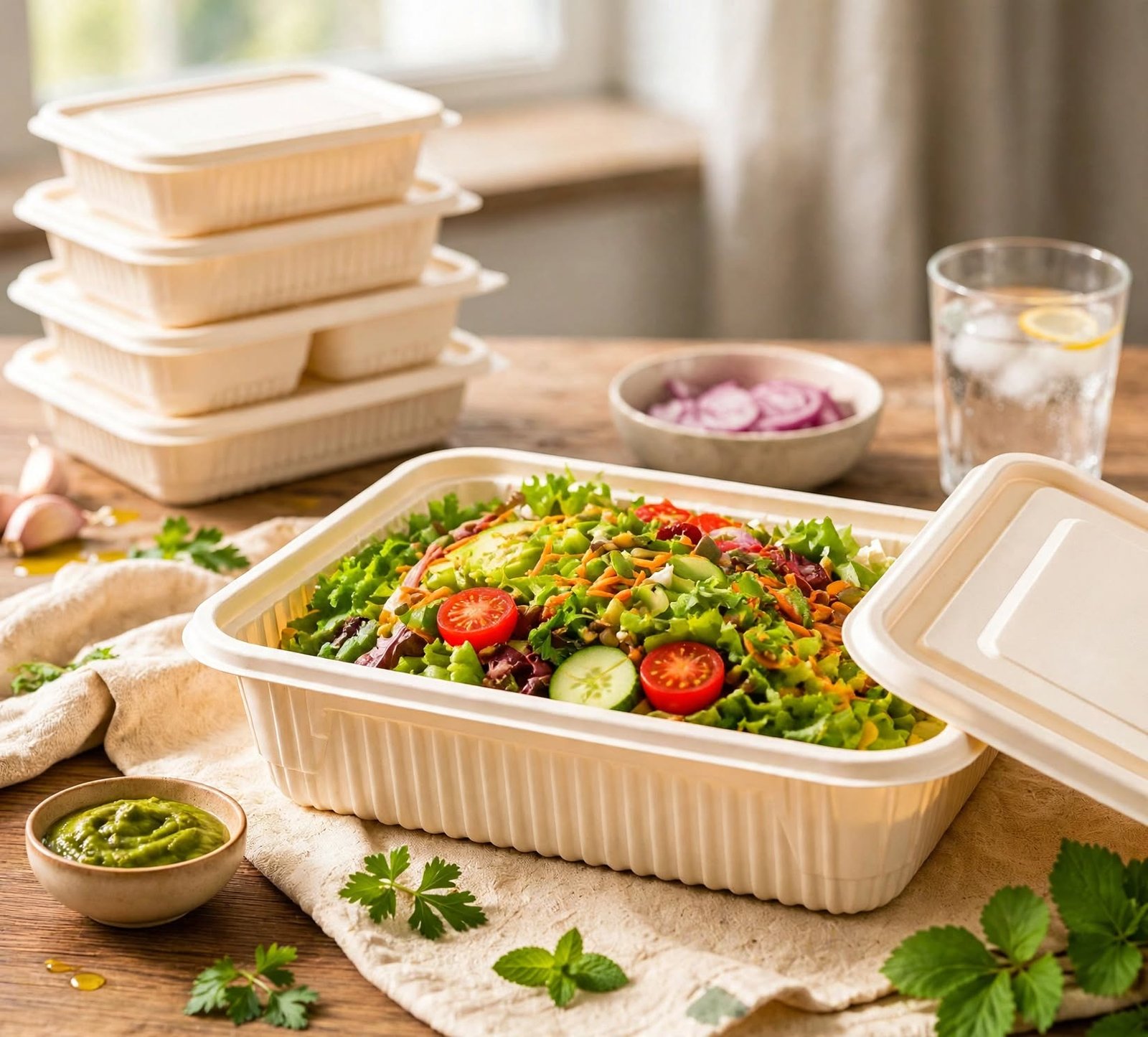 Cornstarch Rectangle Lunch Containers with Lid
